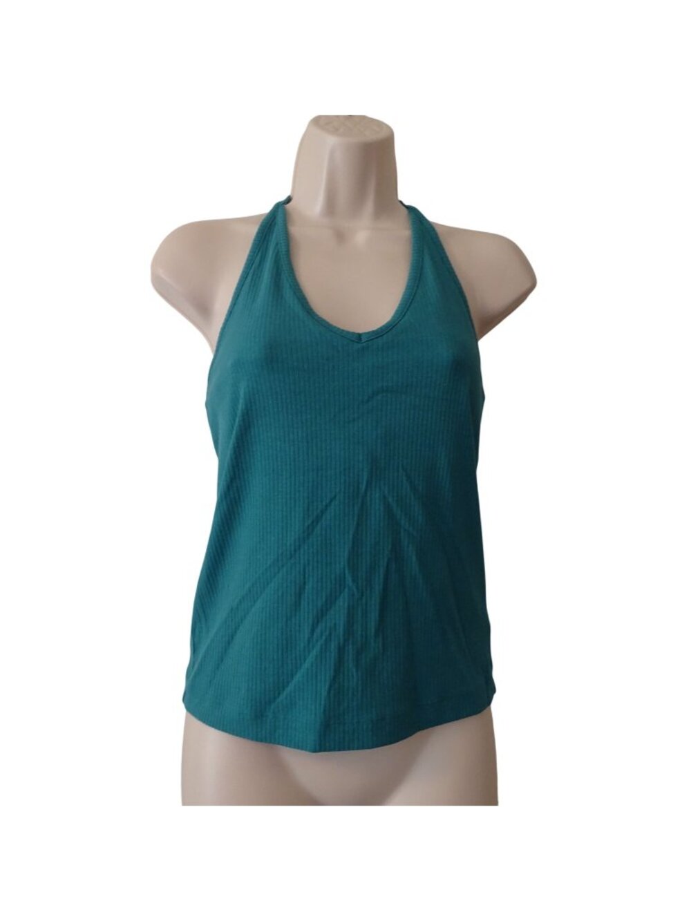 Old Navy Ribbed Green Halter Tank Top Sleeveless Women Size L Summer Vacation